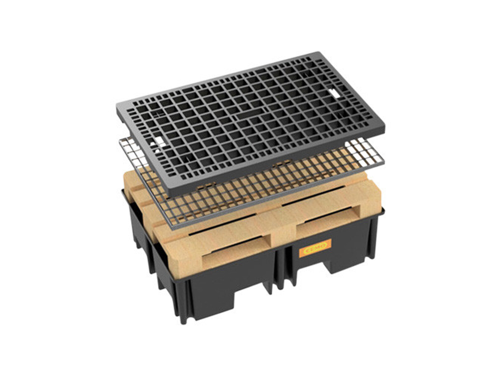 Spillskydd PE 220 l, 1 pall 120x80 med stålgaller
