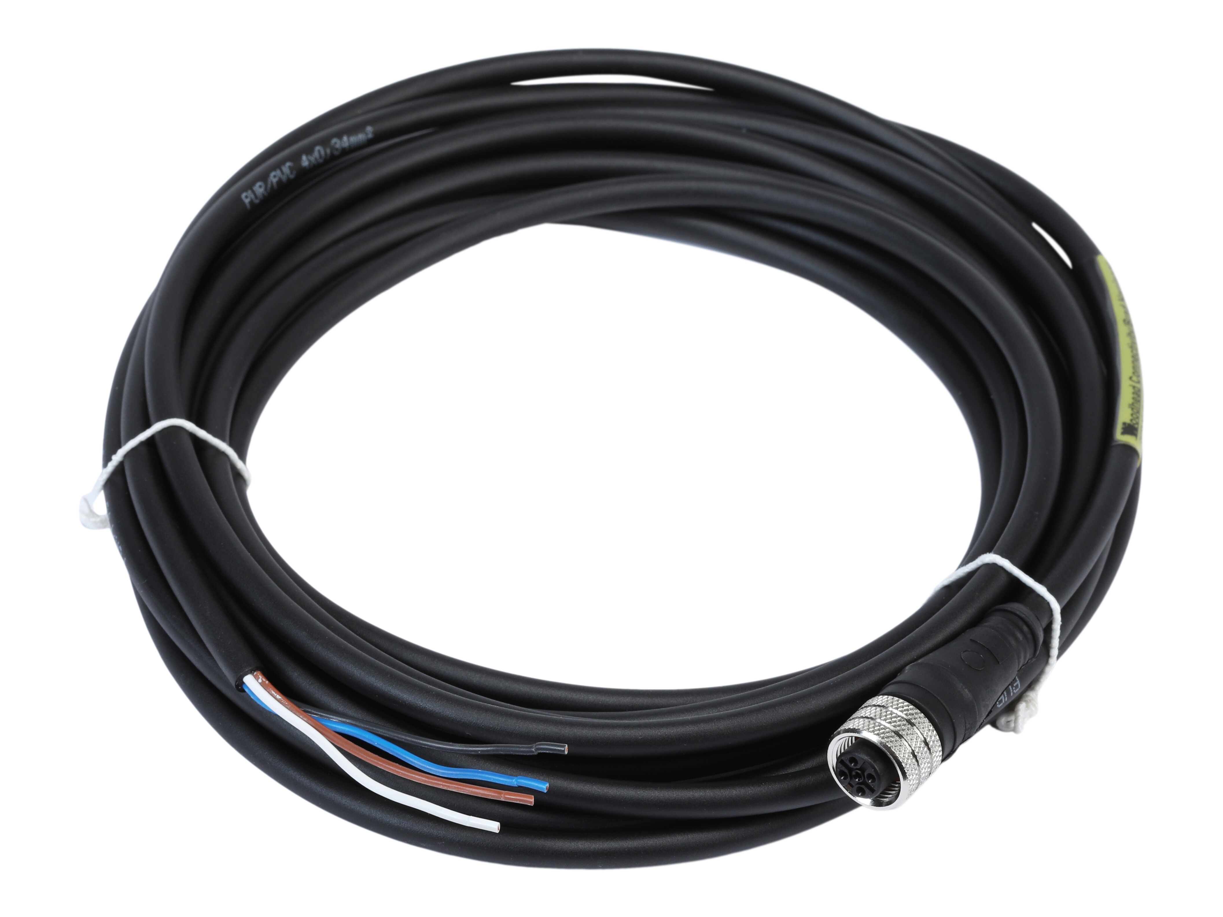 M12 sensorcable, 4 pin. straight plug with 5m PUR cable