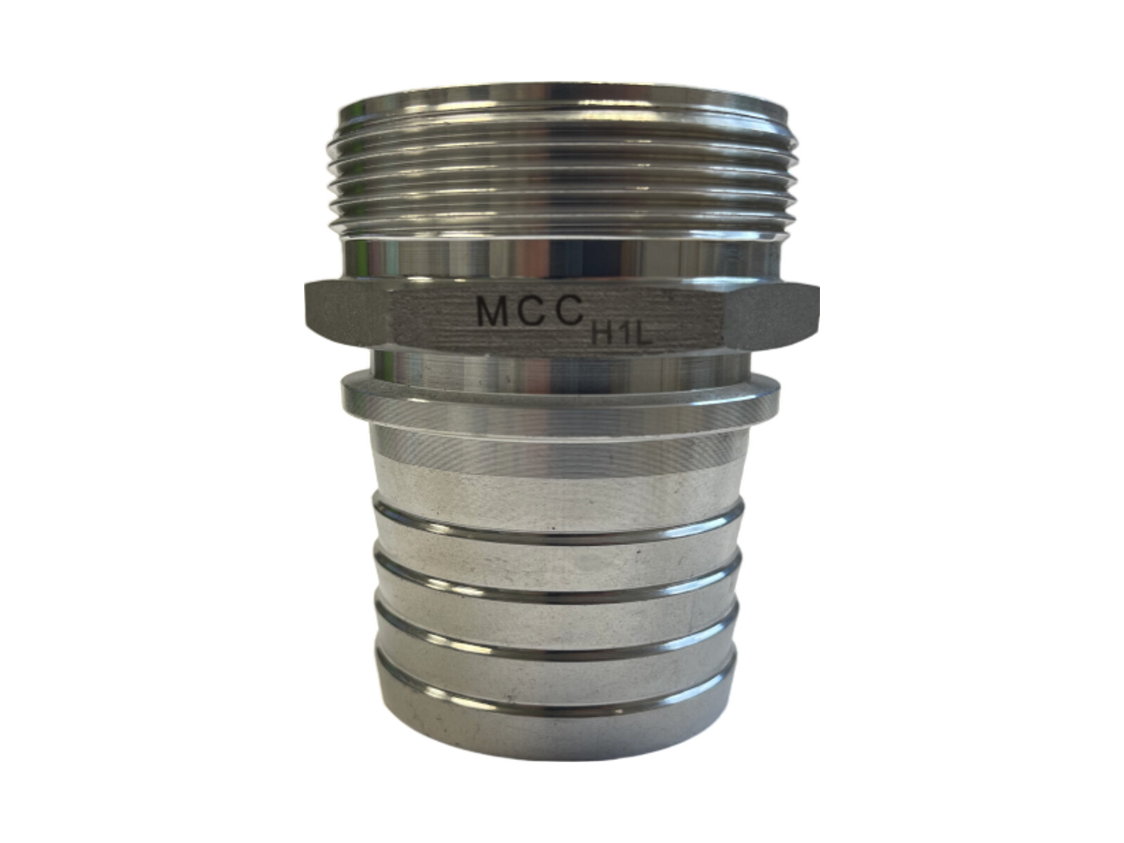 Aluminum Male BSPP thread serrated hose shank and collar