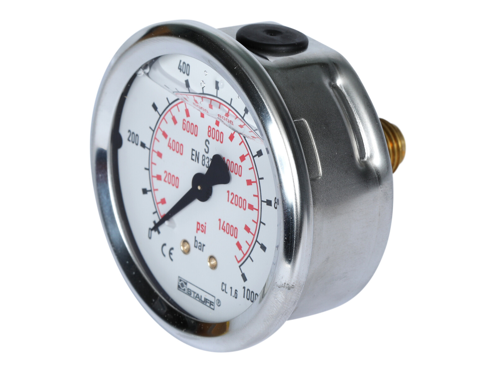 Glycerine filled - Ø63 mm pressure gauge with rear connection, Stainless Steal 