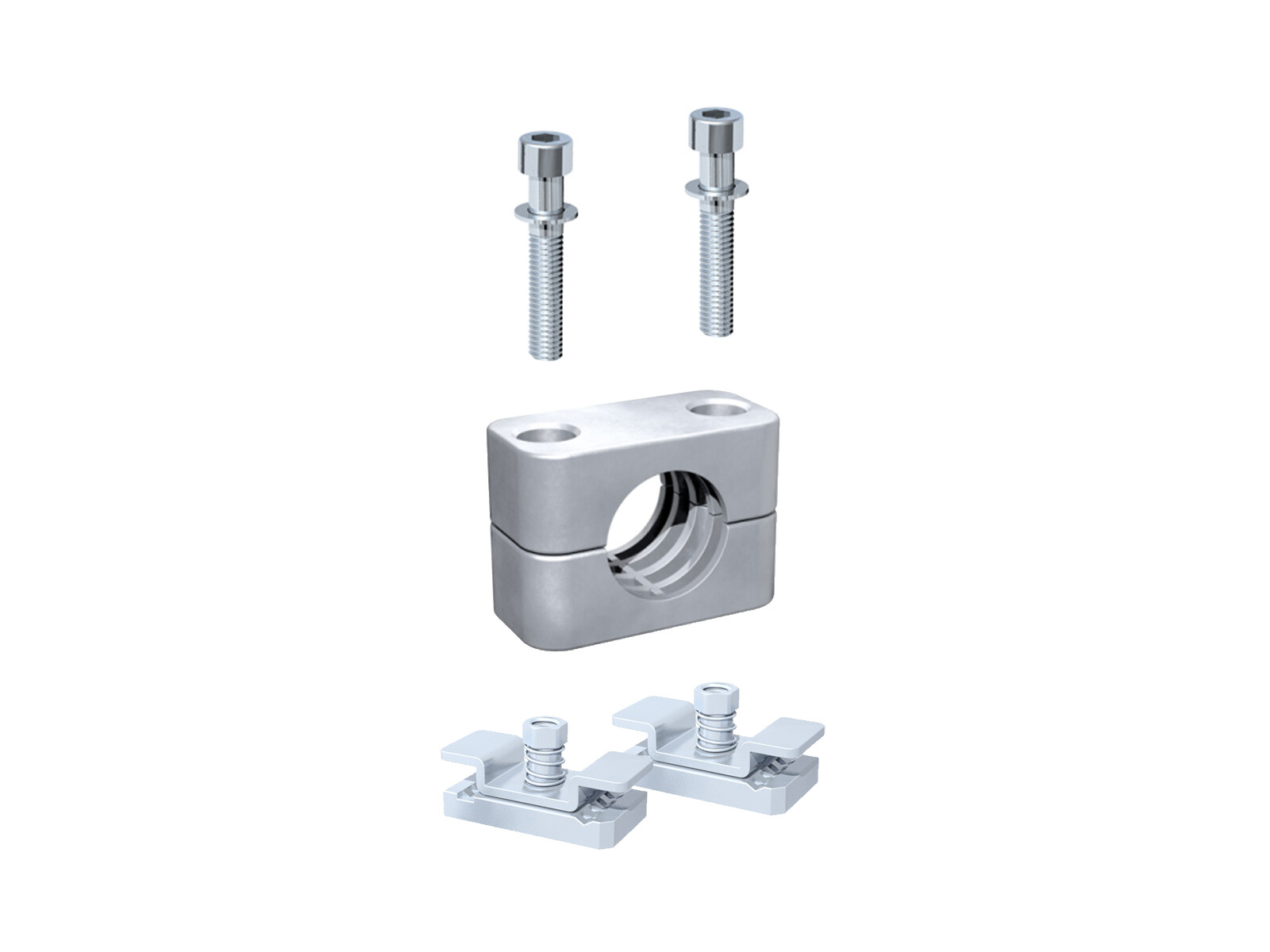 Pipe clamp complete, standard series, single, for mounting rail, Aluminium, profiled - CRA-ALIS