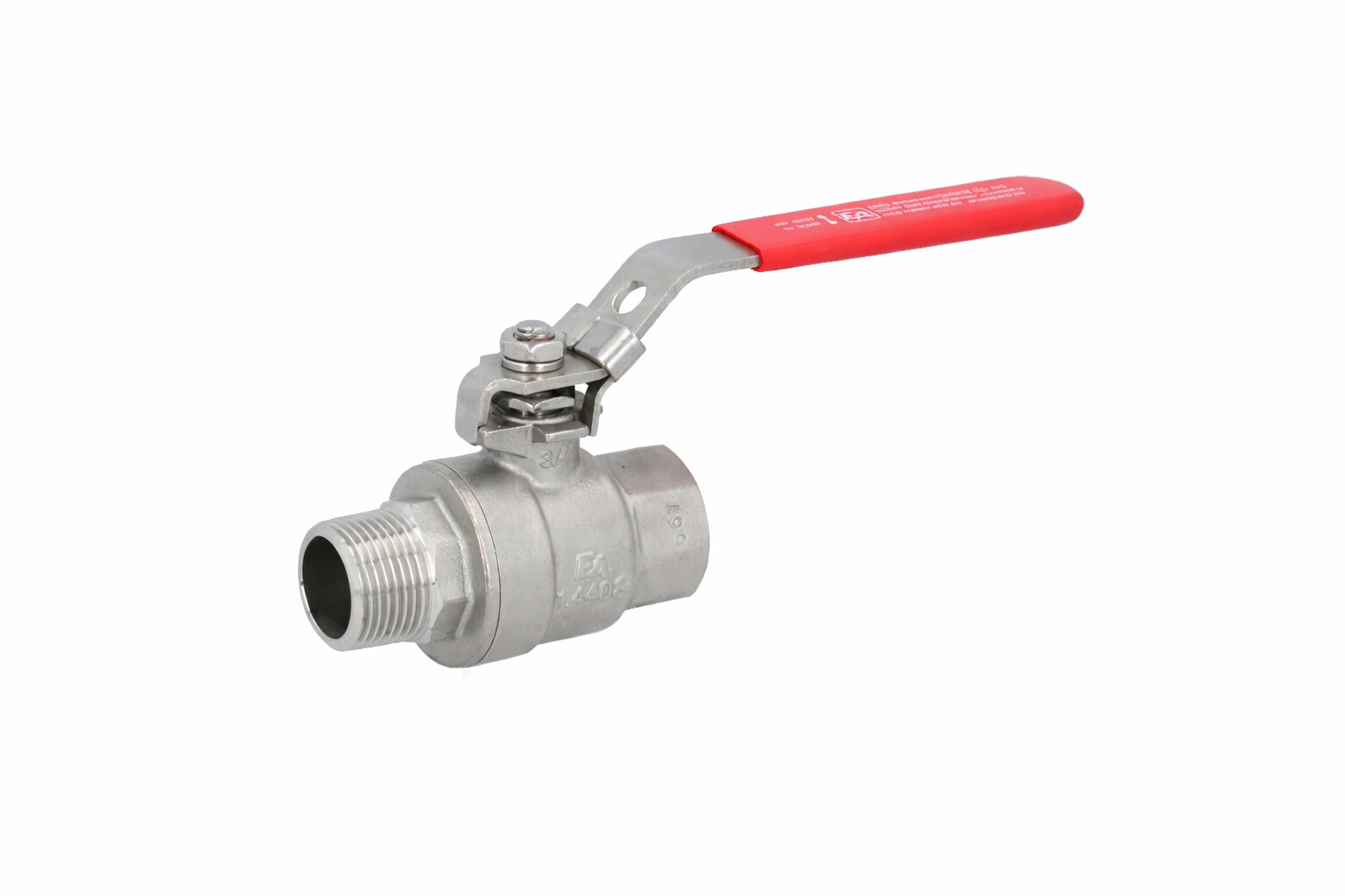 Ball valve 1/4" PN64 1.4408/PTFE female/male full bore