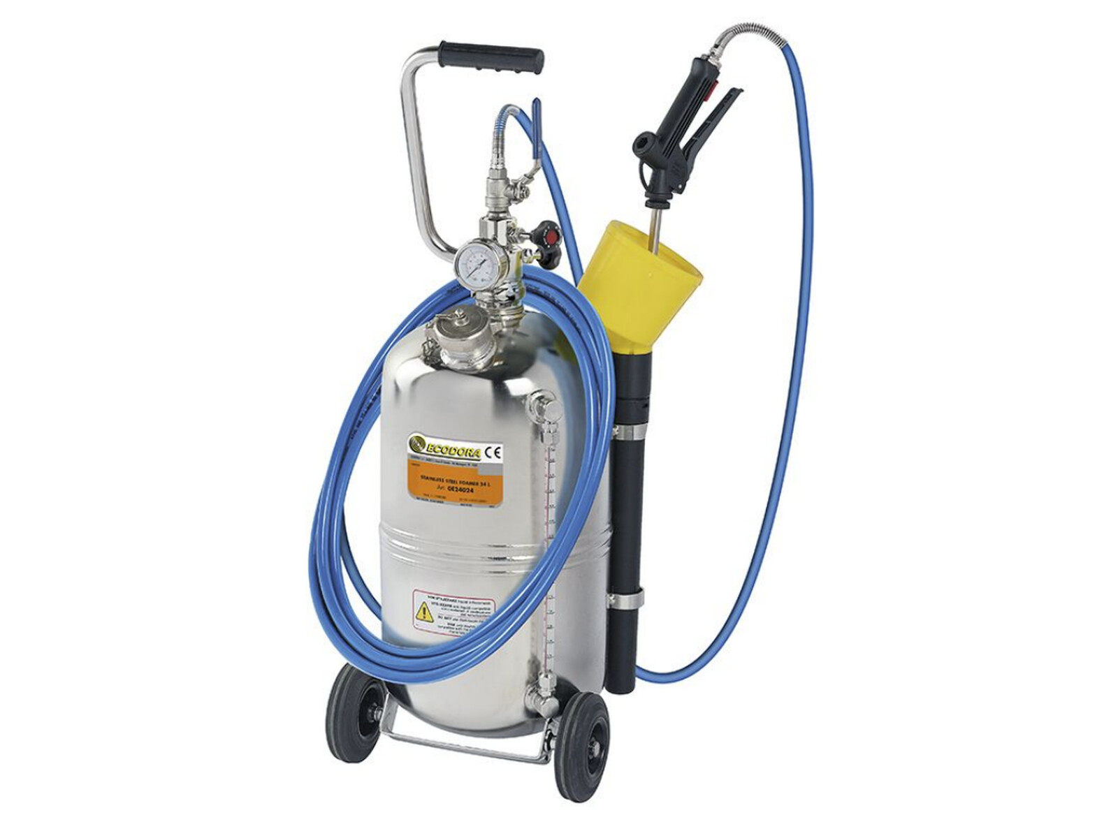 Wheel mounted AISI 304 stainless steel foamer with 24L tank