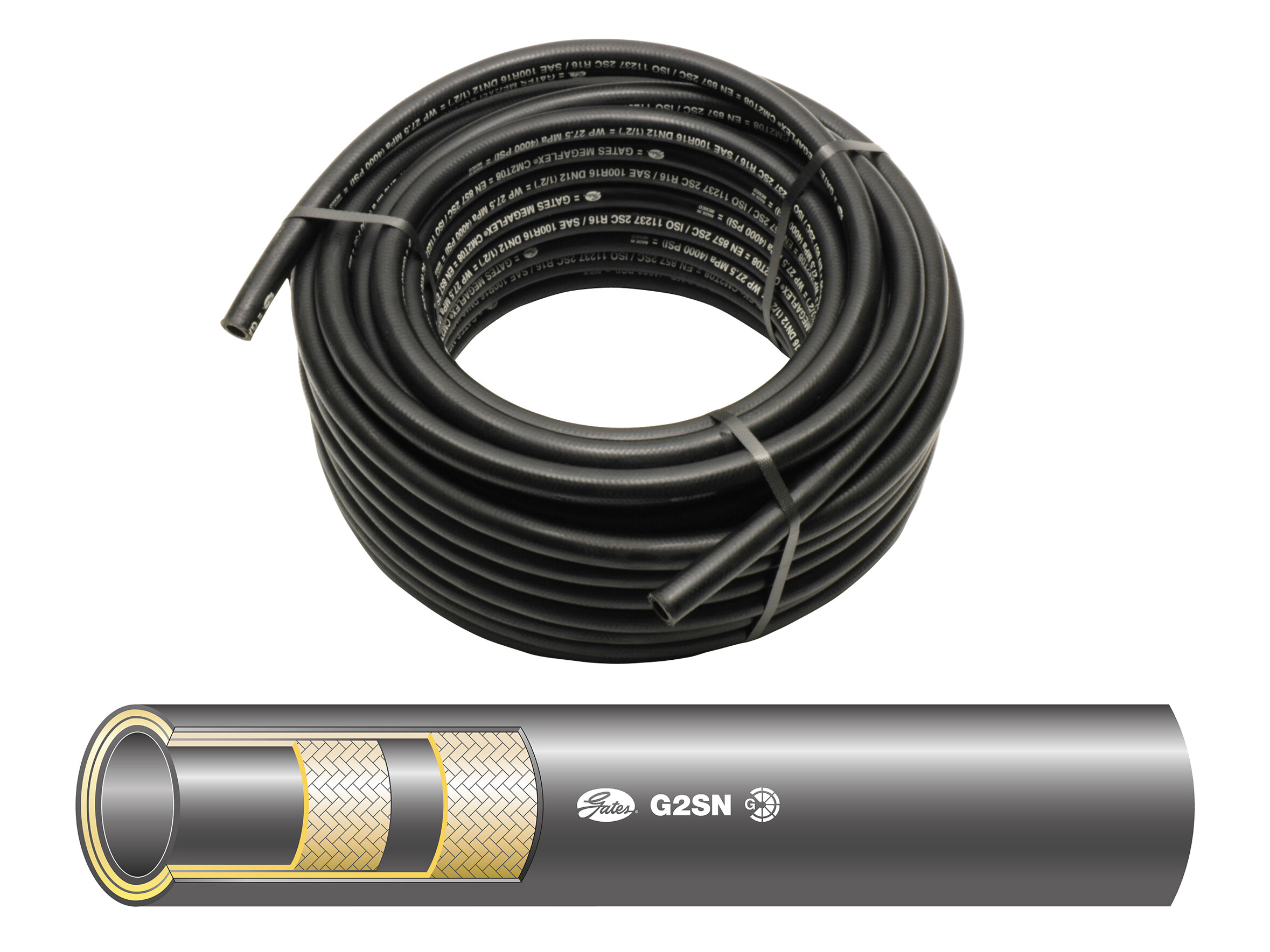 1/4" Hydraulic hose G2 - 400 bar - 2SN - 30M reel