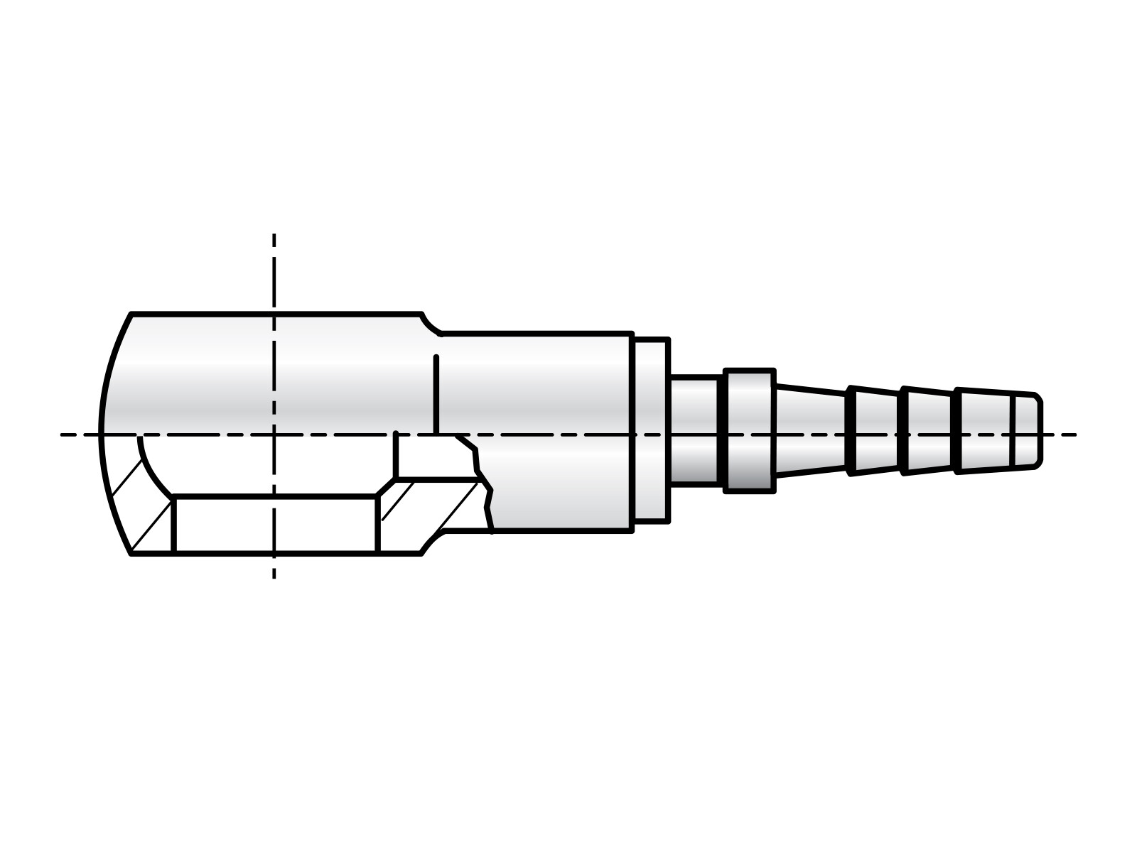 Banjokoppling Rak 8mm, Ø 2mm