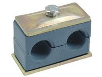 Twin pipe clamp - PP - Profiled - Complete - Blue