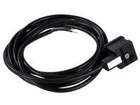 DIN-plug A cableplug 3pins+gro 2,0m cable 24VDC/AC. VDR+LED