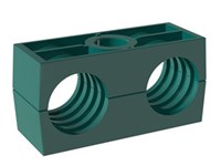 Twin pipe clamp - Polypropylene - Profiled - Green