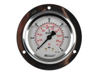 1/4" pressure gauge. Rear mount w. frontring. Scale 0-60 bar