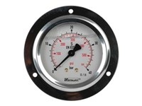 1/4" pressure gauge. Rear mount w. frontring. Scale 0-40 bar